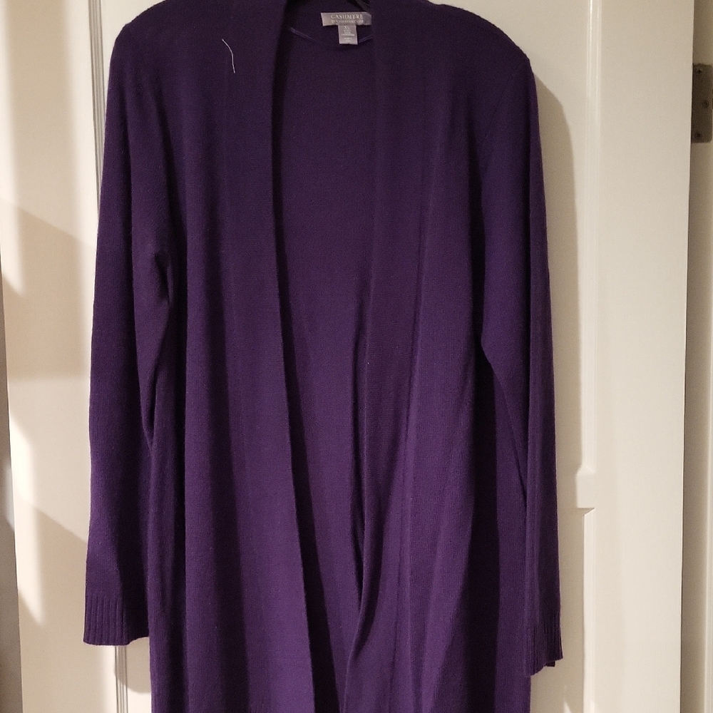 1Charter Club Eggplant/purple Cashmere Cardigan